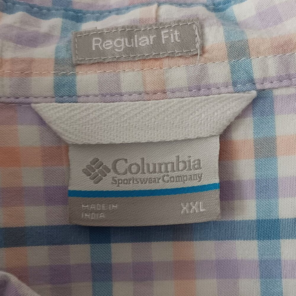 COLUMBIA Pastel Plaid Short Sleeved Button Down Shirt Size XXL - Picture 7 of 8